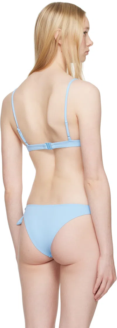 Coperni Bow-detail Ribbed Bikini Top In Blue