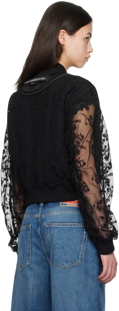 Andersson Bell Layered Logo Lace Short Bomber Jacket