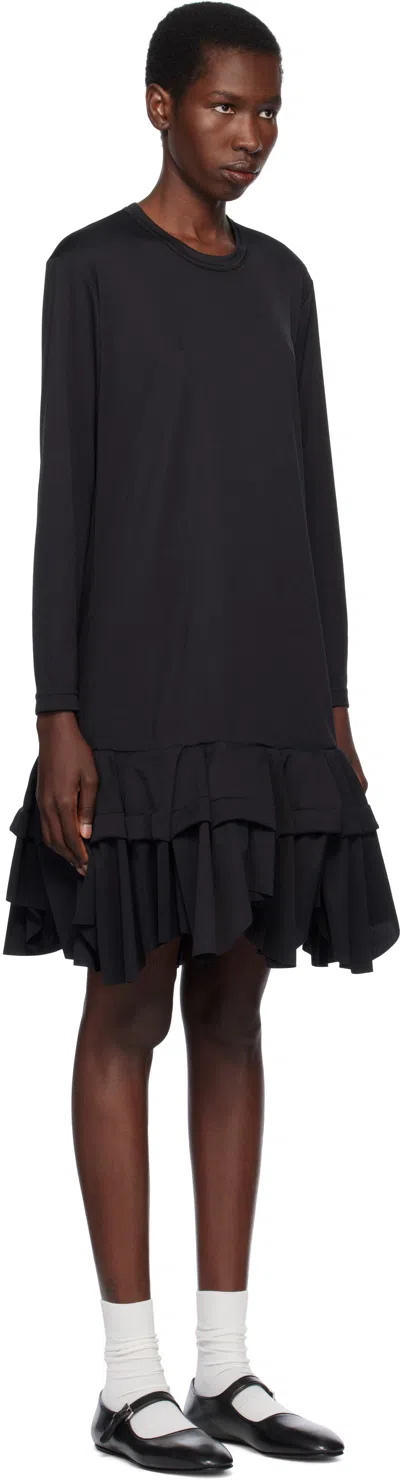 Comme Des Garçons Ruffled Midi Dress In Black