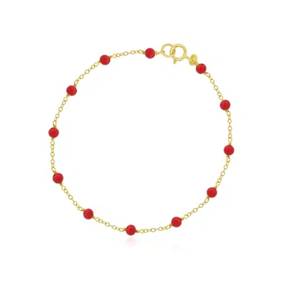 The Lovery Coral Bead Chain Bracelet