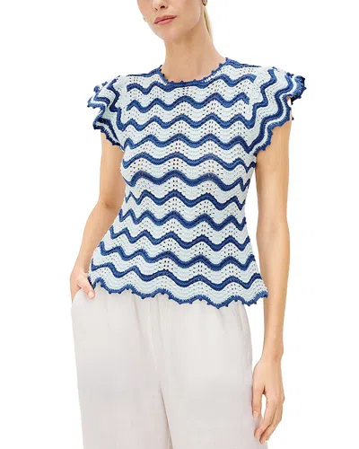 Rails Coen Flared Peekaboo Sleeves Knit Top In Azure Scallop In Blue