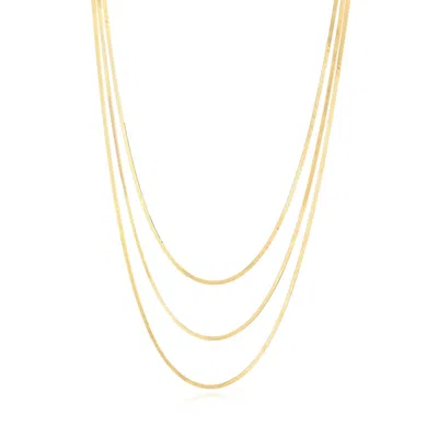 The Lovery Triple Strand Herringbone Necklace In Gold