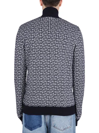 Balmain High-neck Sweater With All-over Monogram Pattern