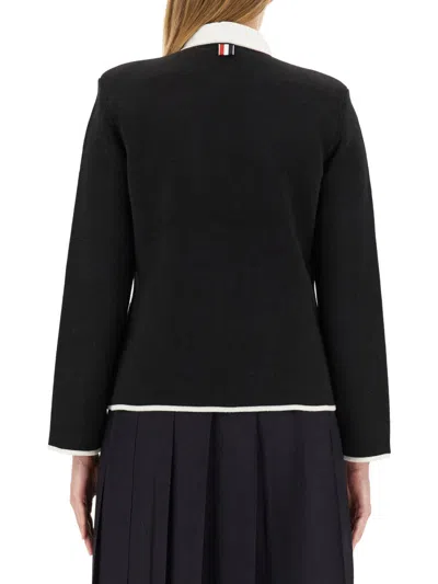 Thom Browne Single-breasted Collarless Jacket In Blue
