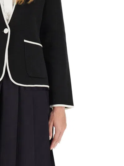 Thom Browne Single-breasted Collarless Jacket In Blue