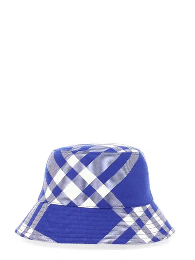 Burberry Checkered Wool Blend Bucket Hat With Two Air Vents