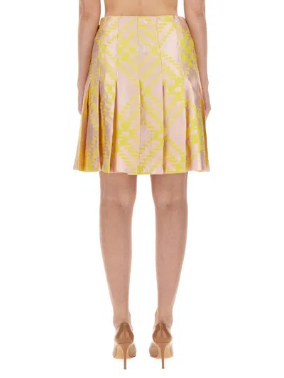 Burberry Pink And Yellow Kilt With Check Pattern Skirt For Women Ss24