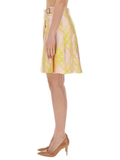 Burberry Pink And Yellow Kilt With Check Pattern Skirt For Women Ss24