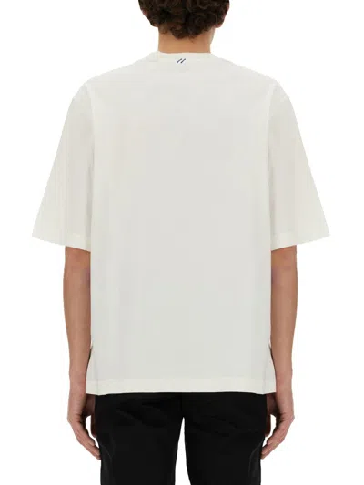 Burberry White Crewneck T-shirt With Equestrain Knight Patch In Cotton Man