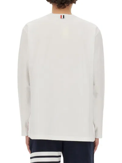 Thom Browne Men's T-shirt With Logo In White