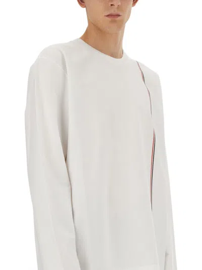 Thom Browne Men's T-shirt With Logo In White