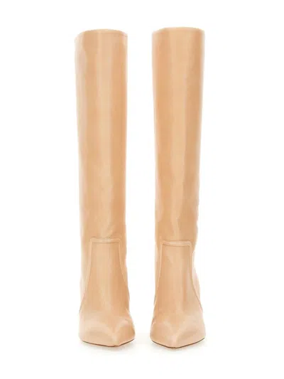 Paris Texas Knee-high Boots With Pointed Toe In Neutral
