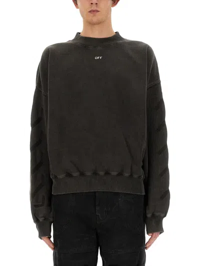 Off-white Relaxed Fit Sweatshirt With Subtle Logo And Graphic Print