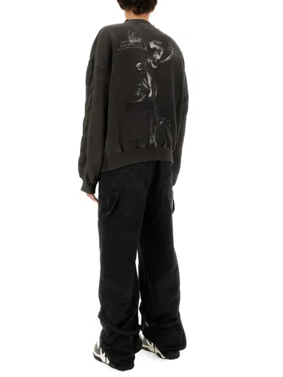 Off-white Relaxed Fit Sweatshirt With Subtle Logo And Graphic Print