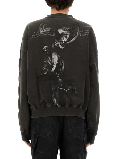 Off-white Relaxed Fit Sweatshirt With Subtle Logo And Graphic Print