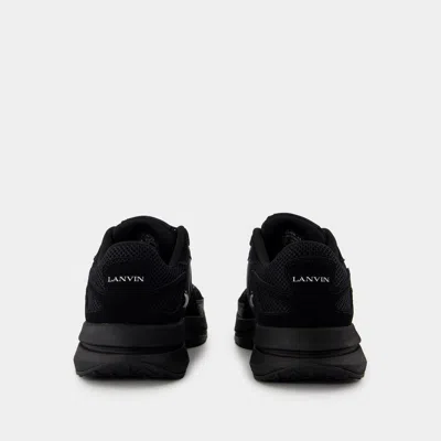Lanvin Mens Black Jla Mesh And Suede Low-top Trainers Eur 42 / 8 Uk