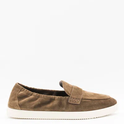 Tory Burch Slip-on Loafers With Suede Finish And Rubber Sole In Brown