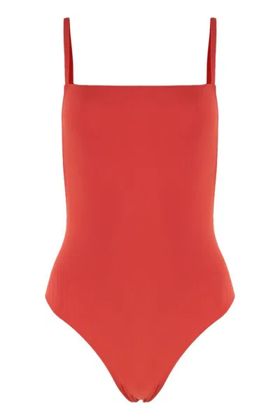 Lido Tre Square-neck Swimsuit In Red