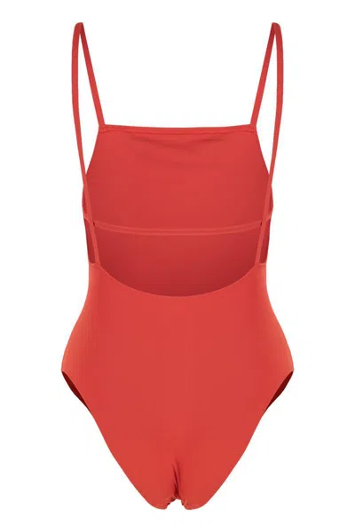 Lido Tre Square-neck Swimsuit In Red