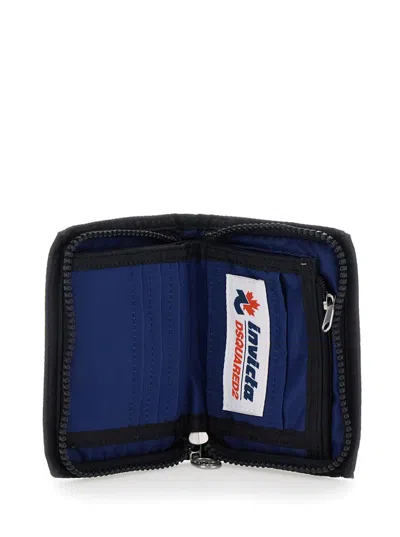 DSQUARED2 MULTICOLOR WALLET WITH EMBROIDERED PATCHES ON THE FRONT AND ZIP CLOSURE IN TECH FABRIC MAN 