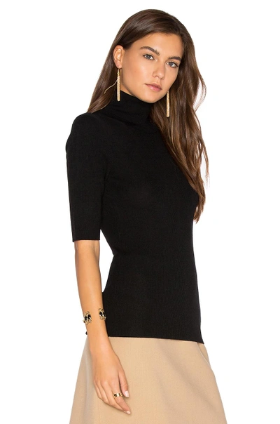 Theory Leenda R Ribbed Merino Wool-blend Turtleneck Sweater In Black