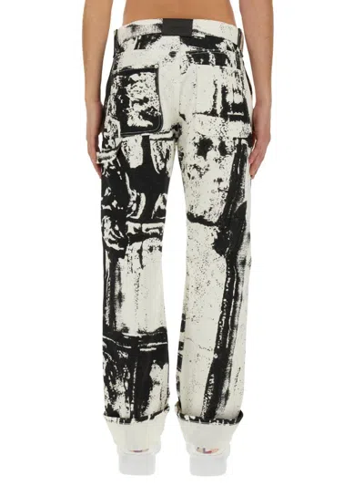 Alexander Mcqueen Regular Fit Workwear Jeans With Fold Print