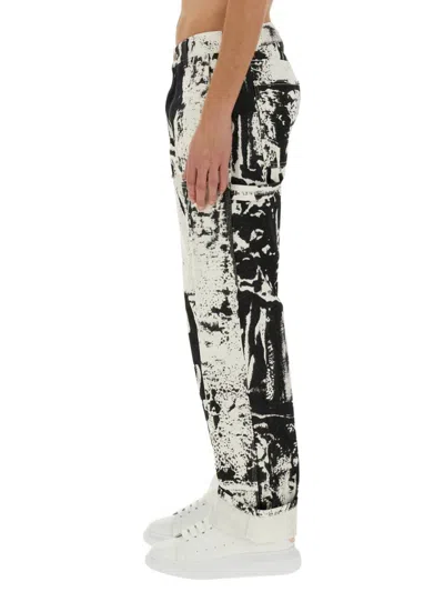 Alexander Mcqueen Regular Fit Workwear Jeans With Fold Print