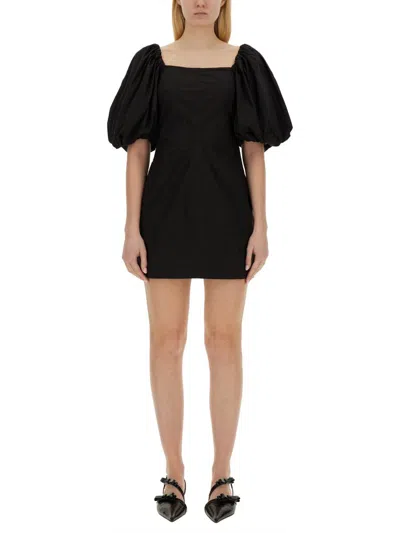 Ganni Cotton Poplin Puff Sleeve Mini Dress