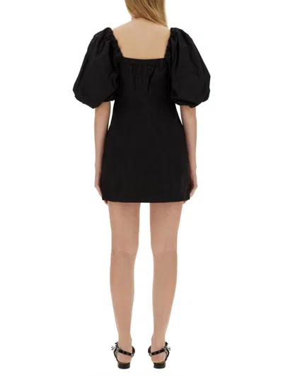 Ganni Cotton Poplin Puff Sleeve Mini Dress