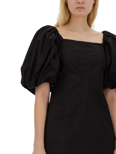 Ganni Cotton Poplin Puff Sleeve Mini Dress