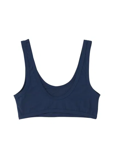 Jil Sander Scoop Neck Bikini Top With Thick Straps In Blue