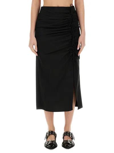 Ganni Drapey Melange Midi Skirt