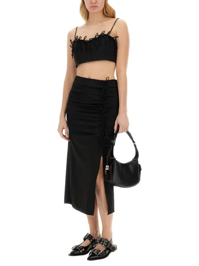 Ganni Drapey Melange Midi Skirt