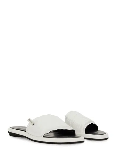 Premiata Sleek White Slide Sandal With Lamb Leather Upper