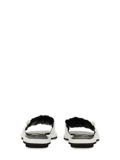 Premiata Sleek White Slide Sandal With Lamb Leather Upper