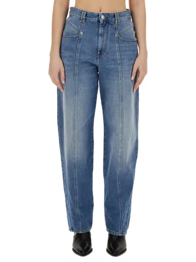 Isabel Marant Vetan Faded Cotton Denim Straight Jeans