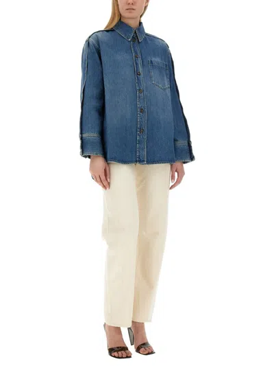 Victoria Beckham Roomy Fit Shirt Featuring Pocket In Blue