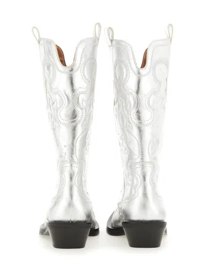 Ganni Recycled Metallic Embroidered Western Boots