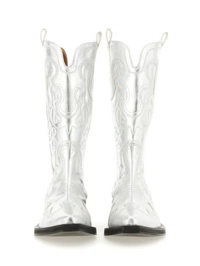 Ganni Recycled Metallic Embroidered Western Boots
