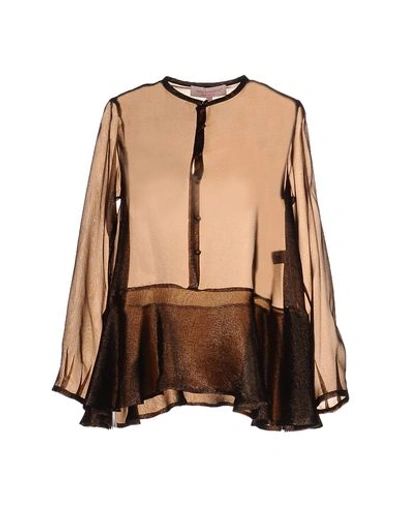 Anna Sammarone Silk Shirts & Blouses In Brown