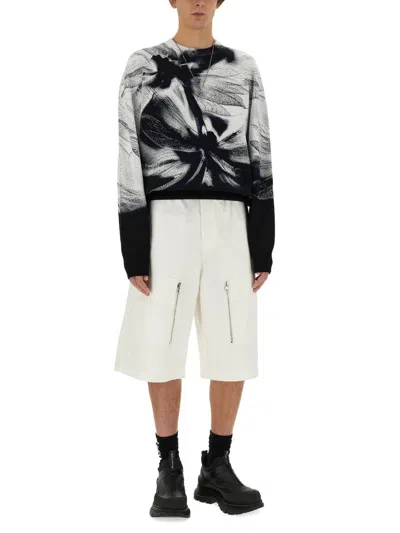 Alexander Mcqueen Blackwhite Printed Stretch Sweater