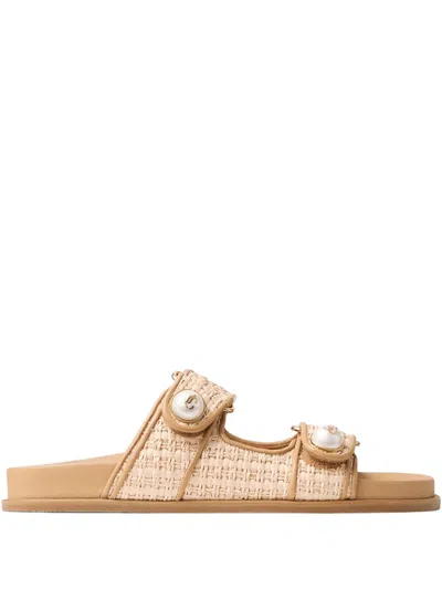 Jimmy Choo Fayence Leather-trimmed Raffia Sandals In Neutral