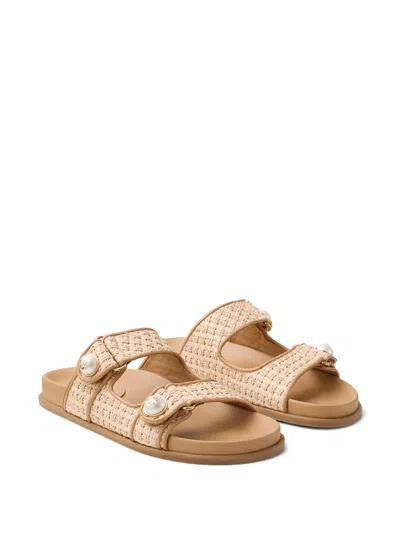 Jimmy Choo Fayence Leather-trimmed Raffia Sandals In Neutral