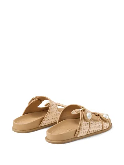 Jimmy Choo Fayence Leather-trimmed Raffia Sandals In Neutral