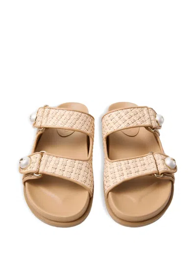 Jimmy Choo Fayence Leather-trimmed Raffia Sandals In Neutral