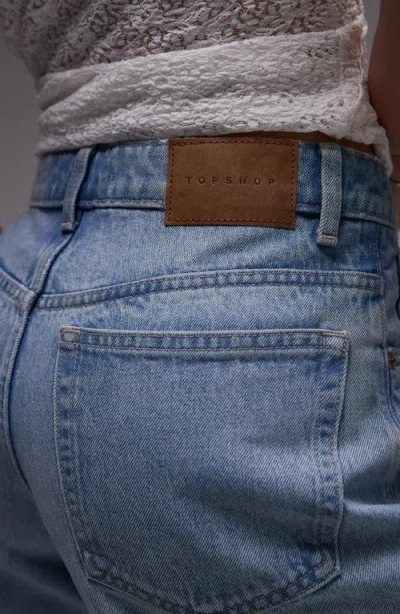 Topshop Editor High Waist Mid Thigh Denim Shorts