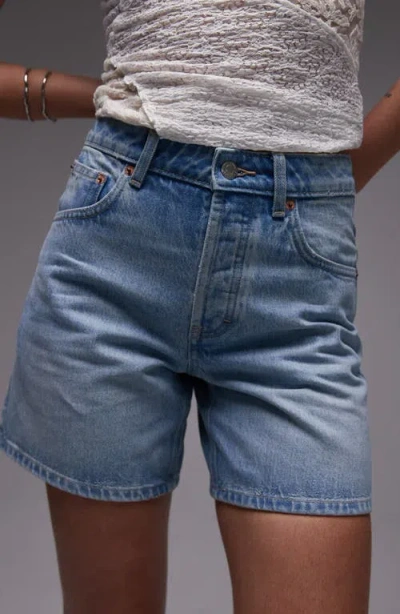 Topshop Editor High Waist Mid Thigh Denim Shorts