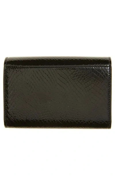Saint Laurent Small Cassandre Croc Embossed Leather Wallet