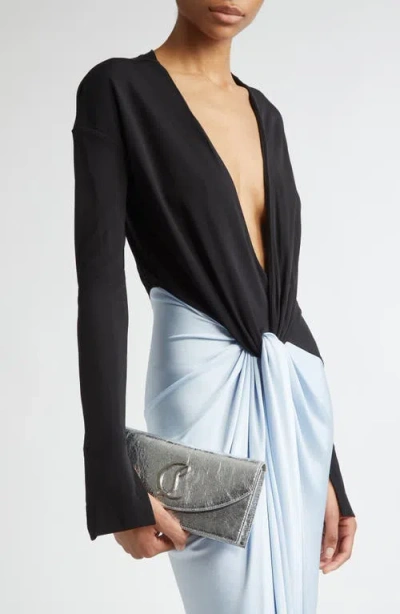 Christian Louboutin Loubi54 Crinkled Metallic Leather Clutch
