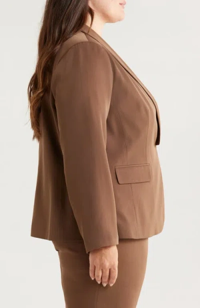 Tahari Asl Brushed Woven One-button Blazer